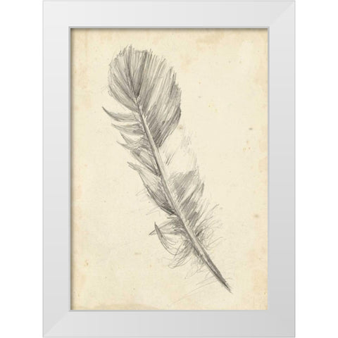 Feather Sketch I White Modern Wood Framed Art Print by Harper, Ethan