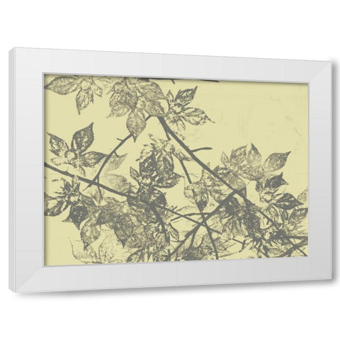 Grey Leaves I White Modern Wood Framed Art Print by Goldberger, Jennifer