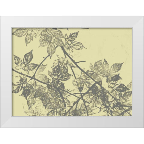 Grey Leaves I White Modern Wood Framed Art Print by Goldberger, Jennifer