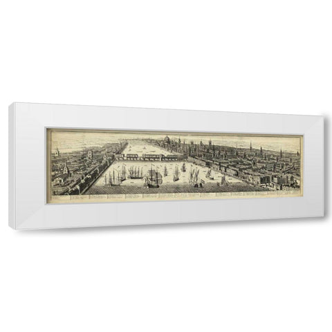 The East Prospect of London White Modern Wood Framed Art Print by Unknown