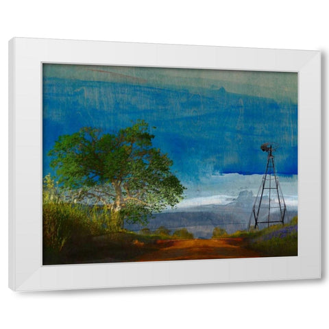 Road and Windmill White Modern Wood Framed Art Print by Jasper, Sisa