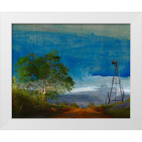 Road and Windmill White Modern Wood Framed Art Print by Jasper, Sisa