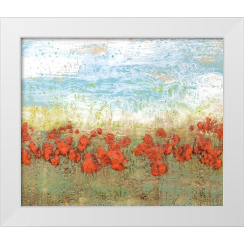 Coral Poppies I White Modern Wood Framed Art Print by Goldberger, Jennifer