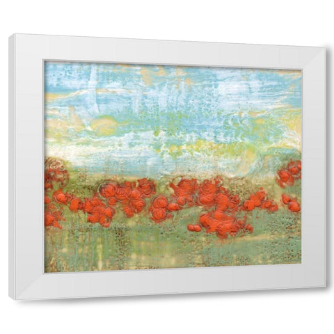 Coral Poppies II White Modern Wood Framed Art Print by Goldberger, Jennifer