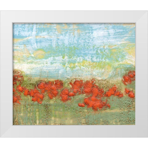 Coral Poppies II White Modern Wood Framed Art Print by Goldberger, Jennifer