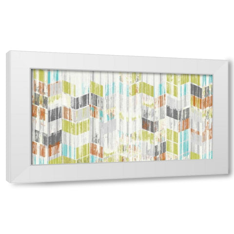 Brushed Chevron I White Modern Wood Framed Art Print by Goldberger, Jennifer