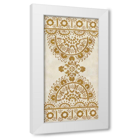 Ochre Embroidery I White Modern Wood Framed Art Print by Zarris, Chariklia