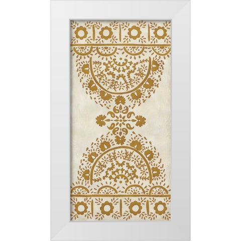 Ochre Embroidery I White Modern Wood Framed Art Print by Zarris, Chariklia