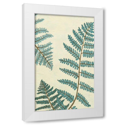 Blue Fern Trio III White Modern Wood Framed Art Print by Vess, June Erica