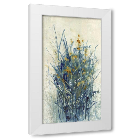 Indigo Floral I White Modern Wood Framed Art Print by OToole, Tim