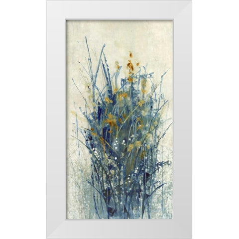 Indigo Floral I White Modern Wood Framed Art Print by OToole, Tim