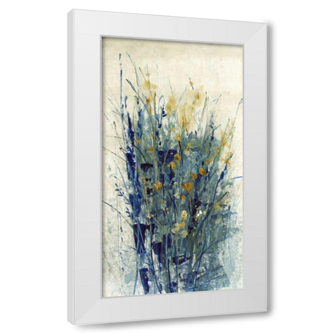 Indigo Floral II White Modern Wood Framed Art Print by OToole, Tim