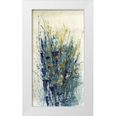 Indigo Floral II White Modern Wood Framed Art Print by OToole, Tim