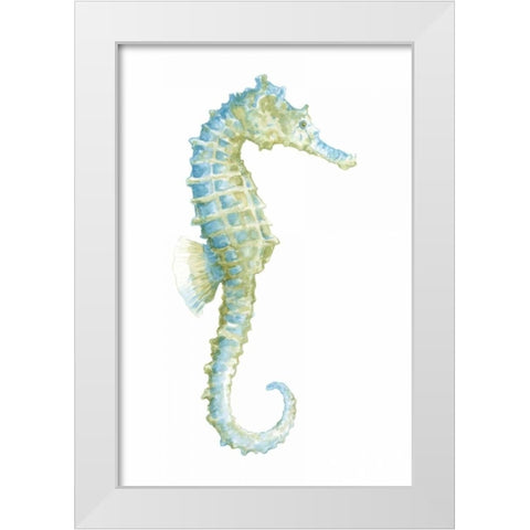 Watercolor Seahorse I White Modern Wood Framed Art Print by Meagher, Megan