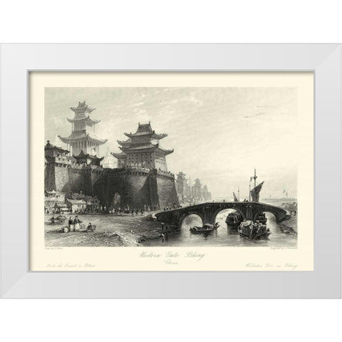 Scenes in China IX White Modern Wood Framed Art Print by Allom, T.