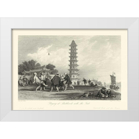 Scenes in China X White Modern Wood Framed Art Print by Allom, T.