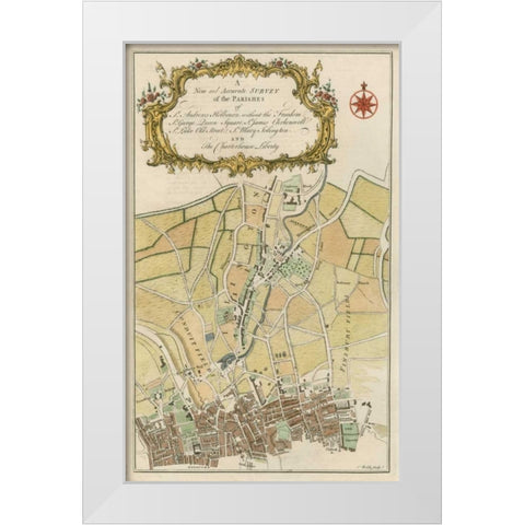 Parishes of London White Modern Wood Framed Art Print by Cole, B.