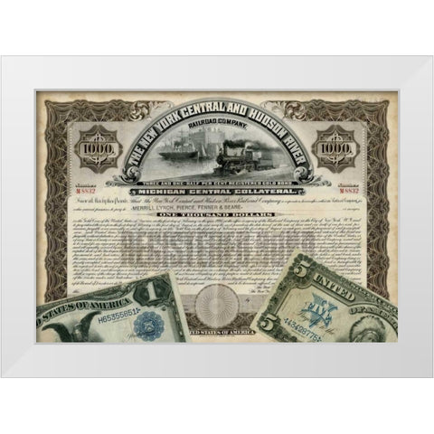 Antique Stock Certificate I White Modern Wood Framed Art Print by Vision Studio
