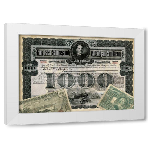 Antique Stock Certificate II White Modern Wood Framed Art Print by Vision Studio
