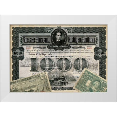Antique Stock Certificate II White Modern Wood Framed Art Print by Vision Studio