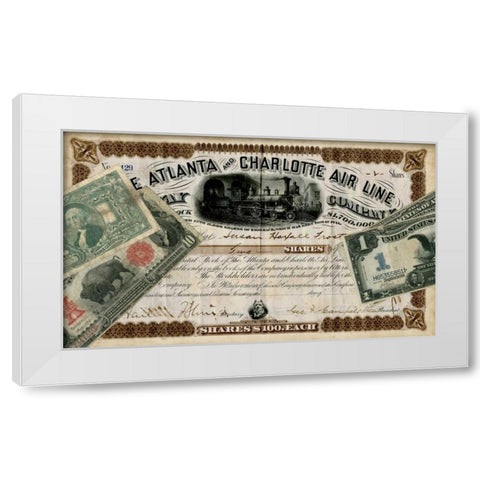 Antique Stock Certificate IV White Modern Wood Framed Art Print by Vision Studio