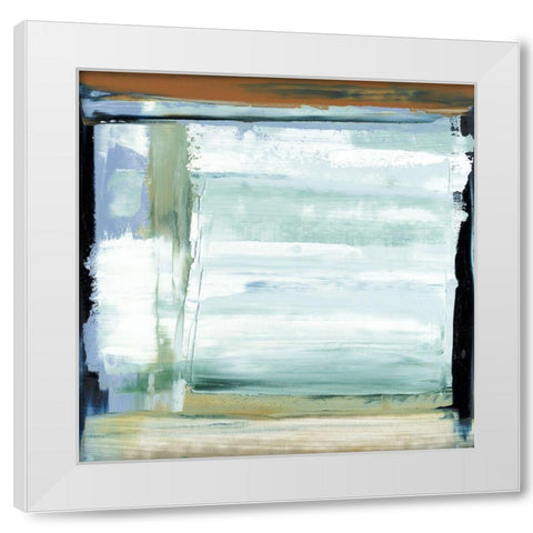 Blue and Green I White Modern Wood Framed Art Print by Gordon, Sharon