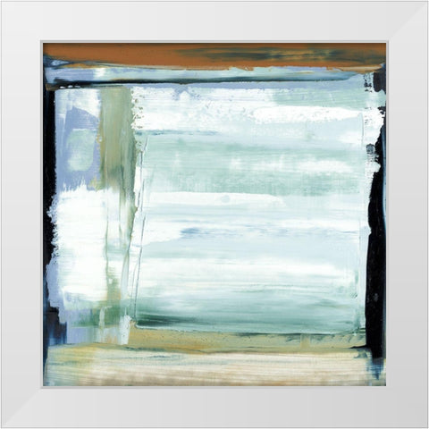 Blue and Green I White Modern Wood Framed Art Print by Gordon, Sharon