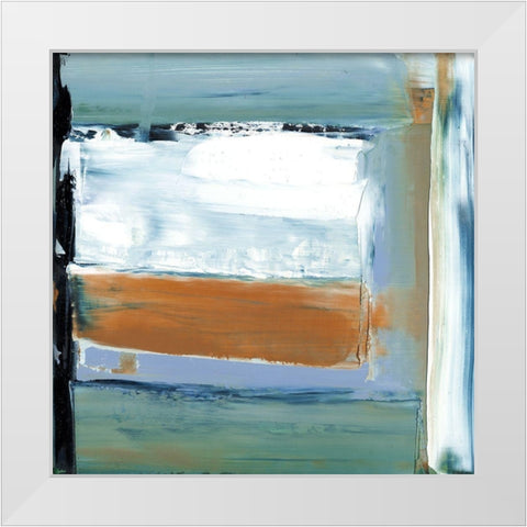 Blue and Green II White Modern Wood Framed Art Print by Gordon, Sharon