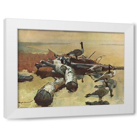 Geese on the Great Flyway White Modern Wood Framed Art Print by Mason, Roy M.
