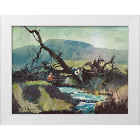 Fishing Retreat III White Modern Wood Framed Art Print by Mason, Roy M.