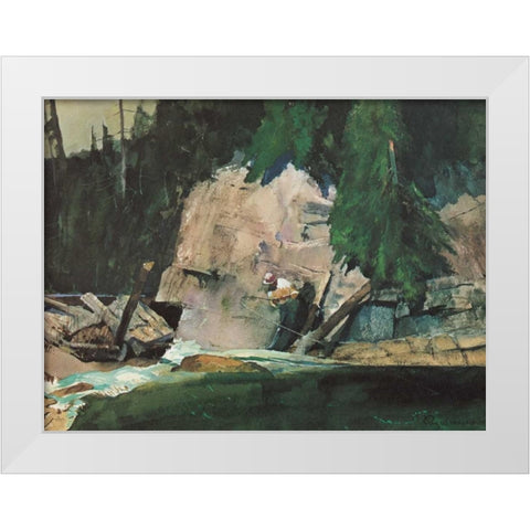 Fishing Retreat IV White Modern Wood Framed Art Print by Mason, Roy M.