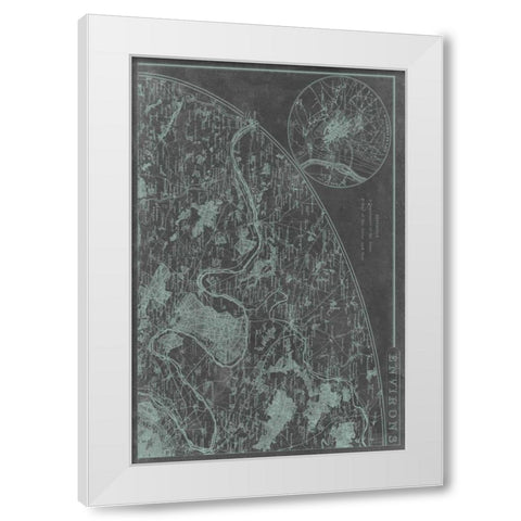 Map of Paris Grid I White Modern Wood Framed Art Print by Vision Studio