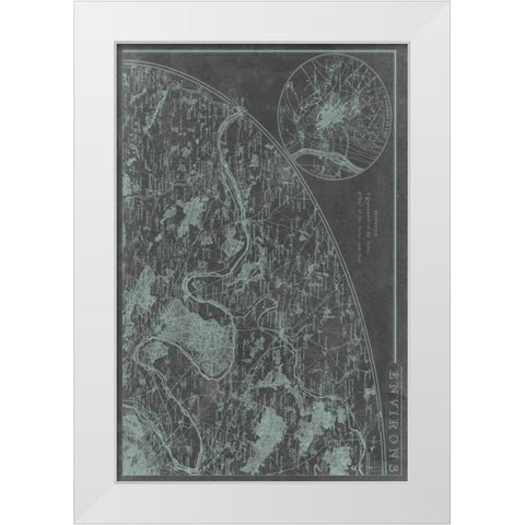 Map of Paris Grid I White Modern Wood Framed Art Print by Vision Studio