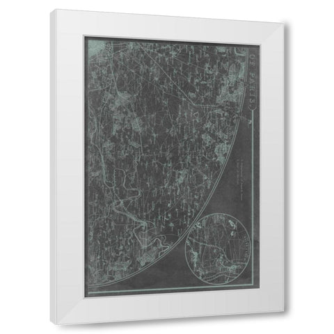Map of Paris Grid II White Modern Wood Framed Art Print by Vision Studio