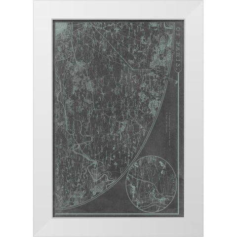 Map of Paris Grid II White Modern Wood Framed Art Print by Vision Studio
