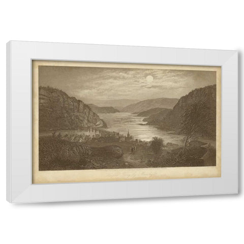 Harpers Ferry by Moonlight White Modern Wood Framed Art Print by R. Hinshelwood