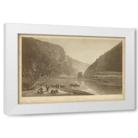 Delaware Water Gap White Modern Wood Framed Art Print by R. Hinshelwood