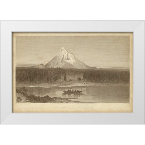 Mount Hood from Columbia White Modern Wood Framed Art Print by R. Hinshelwood