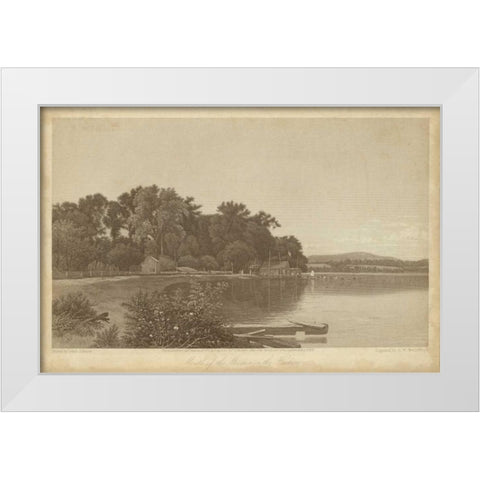 Mouth of the Moodna on the Hudson White Modern Wood Framed Art Print by R. Hinshelwood