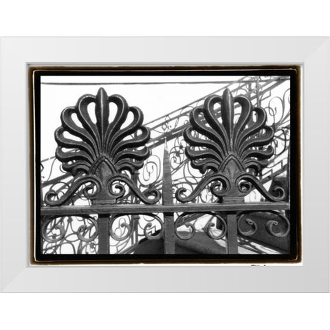 Wrought Iron Elegance I White Modern Wood Framed Art Print by DeNardo, Laura