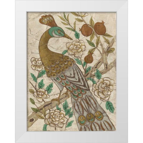 Chinoiserie Pheasant I White Modern Wood Framed Art Print by Zarris, Chariklia
