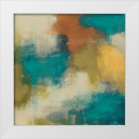 Blue Note I White Modern Wood Framed Art Print by Vess, June Erica