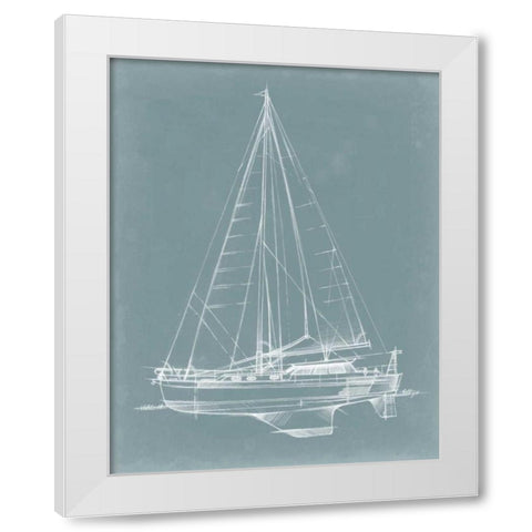 Yacht Sketches I White Modern Wood Framed Art Print by Harper, Ethan