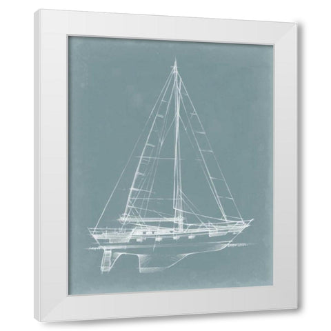 Yacht Sketches II White Modern Wood Framed Art Print by Harper, Ethan
