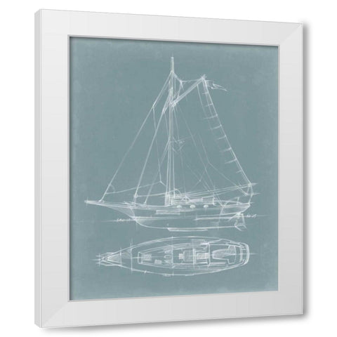 Yacht Sketches IV White Modern Wood Framed Art Print by Harper, Ethan