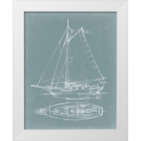Yacht Sketches IV White Modern Wood Framed Art Print by Harper, Ethan