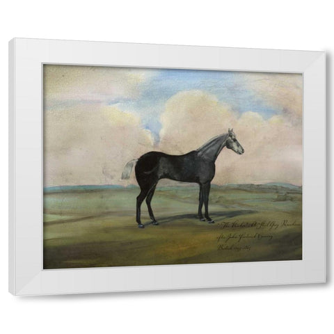 The Kicker- A Steel Grey Racehorse White Modern Wood Framed Art Print by McCavitt, Naomi