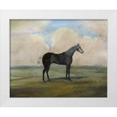 The Kicker- A Steel Grey Racehorse White Modern Wood Framed Art Print by McCavitt, Naomi