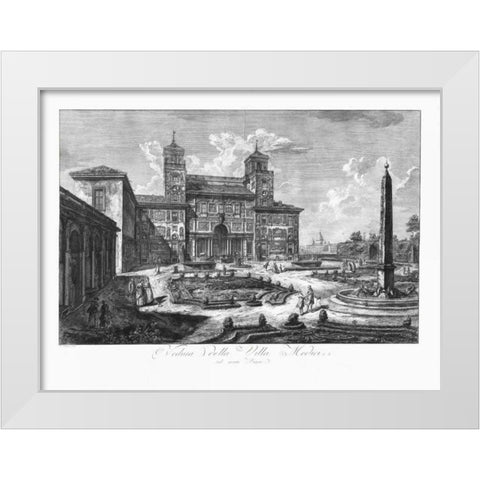 Veduta della Villa Medici White Modern Wood Framed Art Print by Piranesi