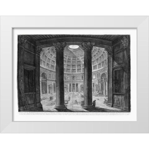 Veduta interna del Pantheon White Modern Wood Framed Art Print by Piranesi